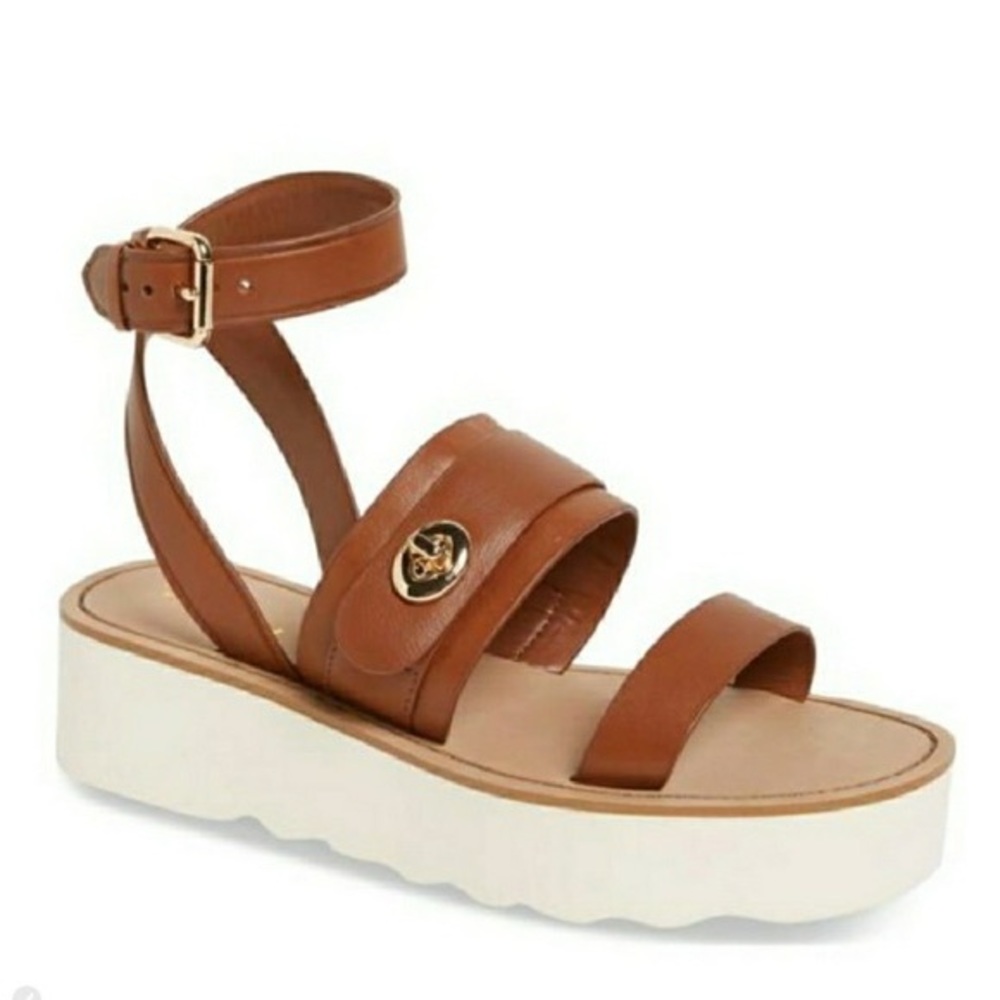 Coach 1941 Platform Wedge Sandals Brown Size 9